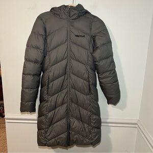 Marmot Gray Montreaux Full-Length Hooded Puffer Down Coat Size XS